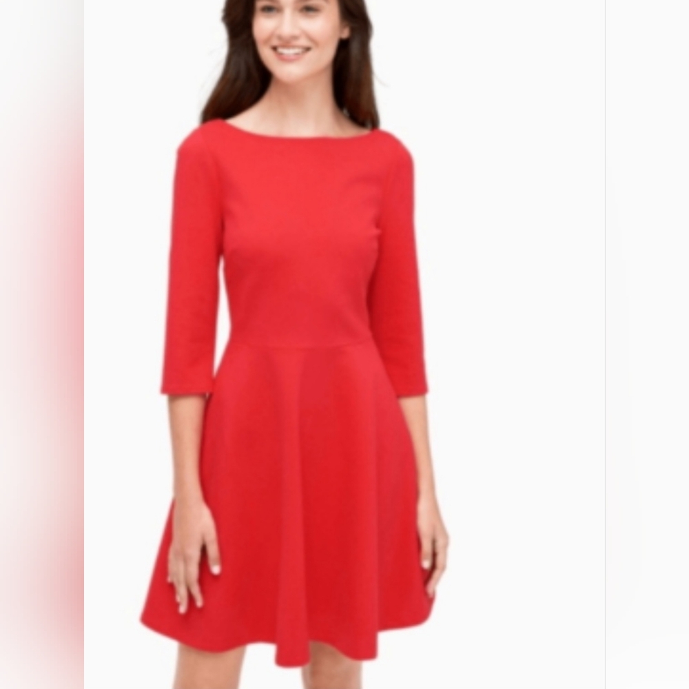 KATE SPADE WOMEN'S BOAT NECK DIGITAL‎ RED PONTE DRESS